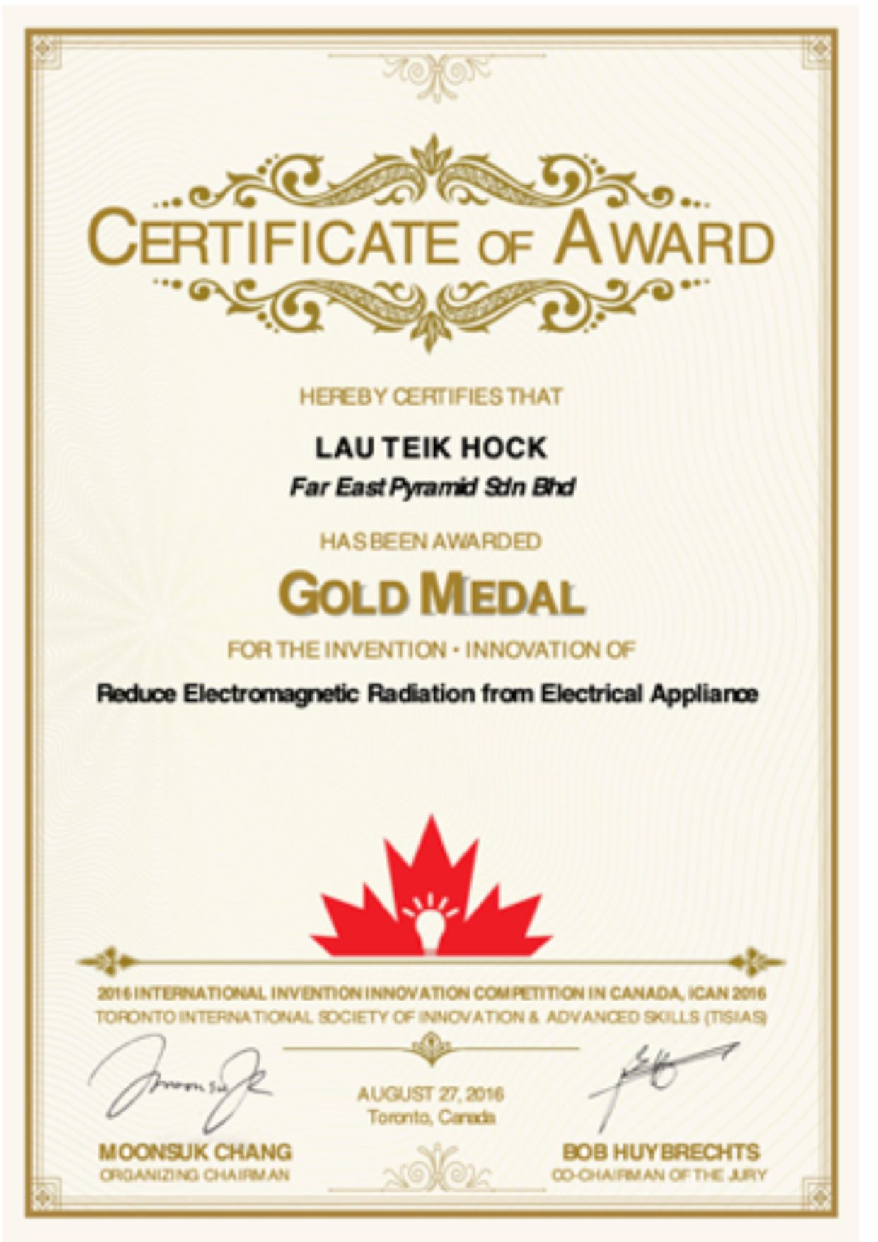 International Invention Innovation Competition in CANADA (iCAN 2016)