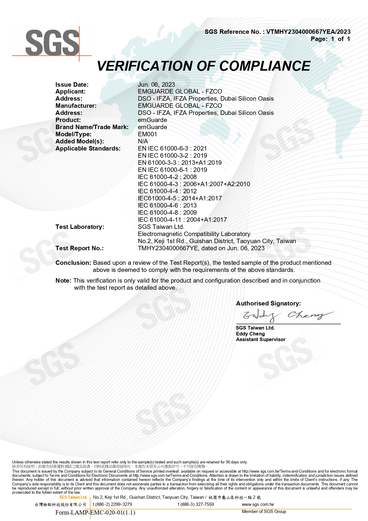 SGS Certified CE Compliance